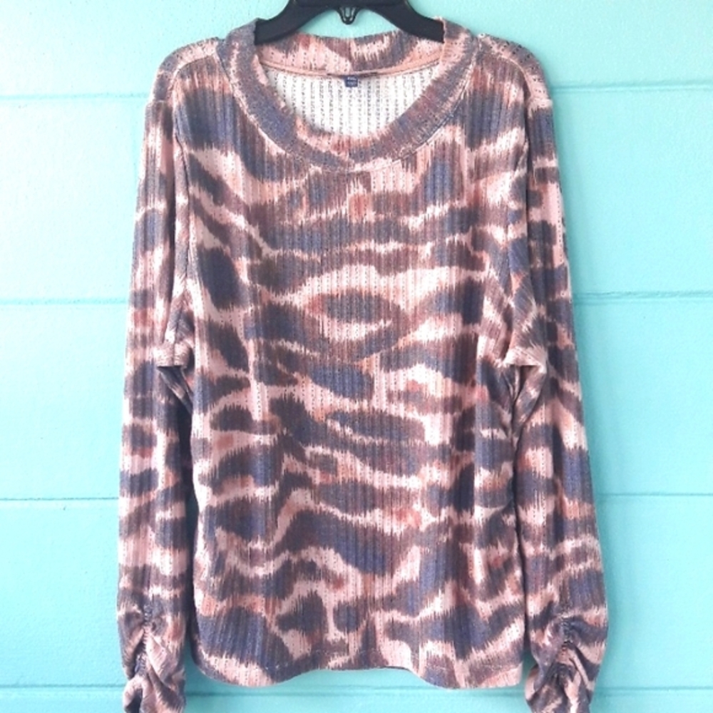 NWT "Democracy" Patterned Multi Color Sweater Top Size Petite XL
